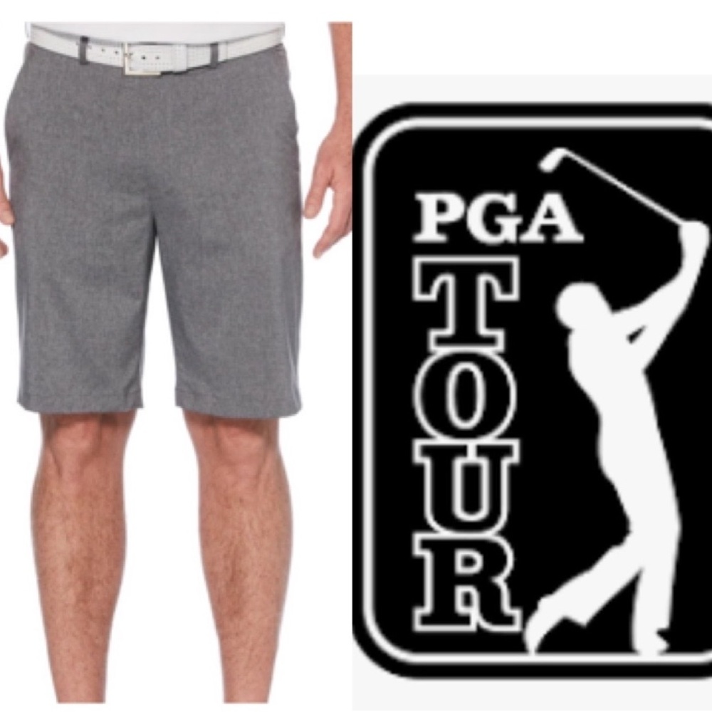 PGA Tour Men's Flat Front Heather Golf Short with Active Waistband